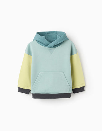 Sweat com capuz e bloco de cores para bebé menino, multicolor