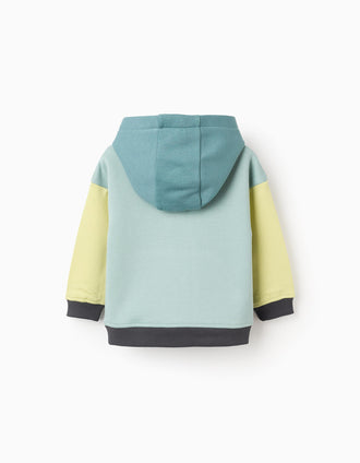 Sweat com capuz e bloco de cores para bebé menino, multicolor