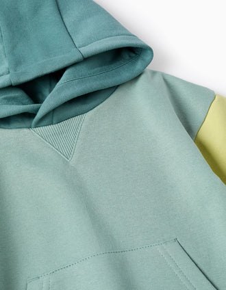Sweat com capuz e bloco de cores para bebé menino, multicolor