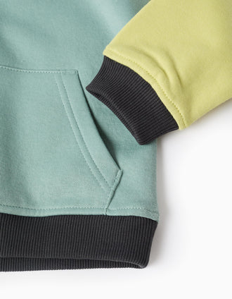 Sweat com capuz e bloco de cores para bebé menino, multicolor
