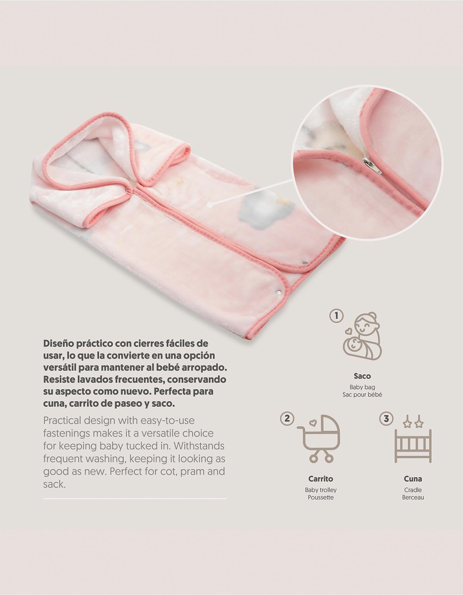 Manta Saco-Cama Nube Interbaby, Pink 