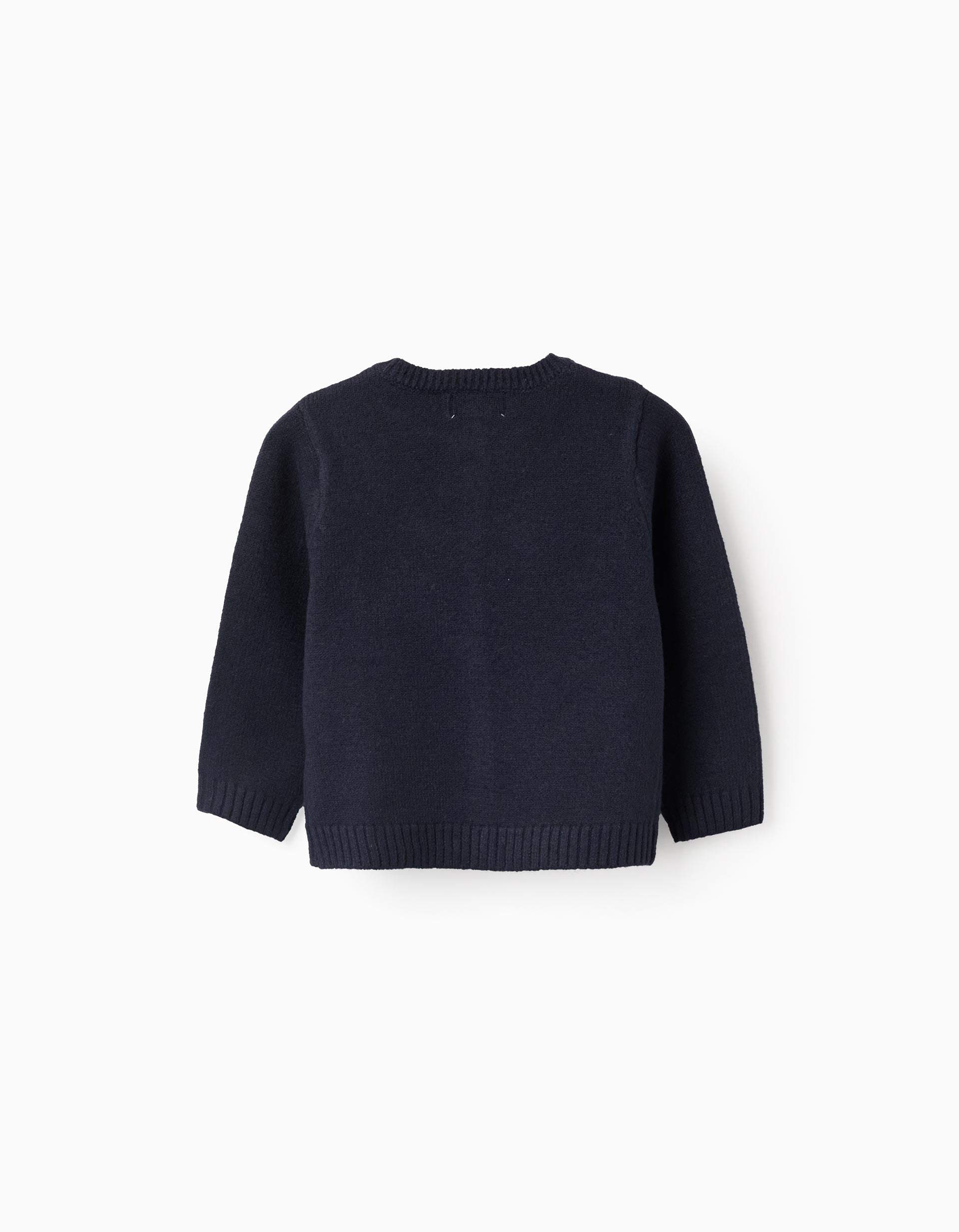Cardigan en maille à col rond pour bébé fille fille, bleu foncé