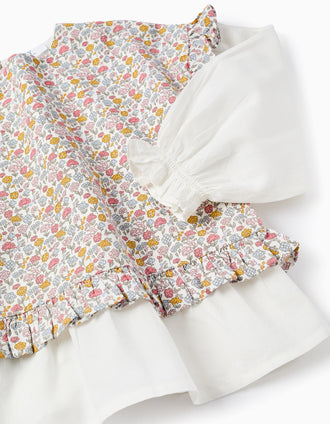 Blusa Combinada de Algodón Floral para Niña, Multicolor