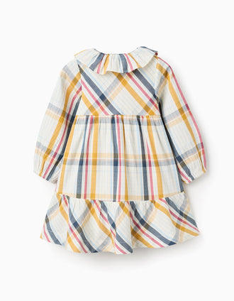 Cotton Checked Dress for Baby Girls 'B&S', Multicolour