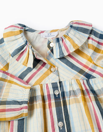 Cotton Checked Dress for Baby Girls 'B&S', Multicolour