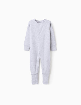 Babygrow Canelado Extensível para Recém-Nascido e Bebé, Cinza
