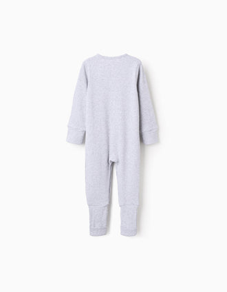 Babygrow Canelado Extensível para Recém-Nascido e Bebé, Cinza