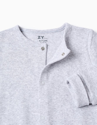 Babygrow Canelado Extensível para Recém-Nascido e Bebé, Cinza