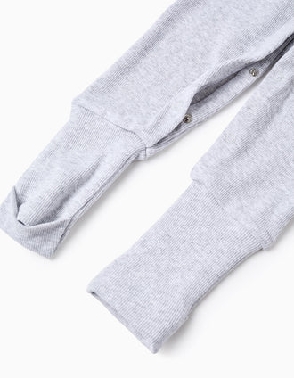 Babygrow Canelado Extensível para Recém-Nascido e Bebé, Cinza
