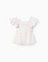 Chemisier Floral en Coton pour Bébé Fille, Blanc/Rose