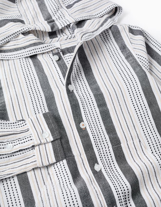 Camisa com Capuz com Riscas em Relevo para Menino, Branco/Bege/Cinza