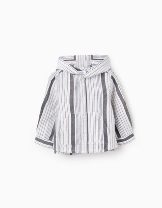 Camisa com Capuz com Riscas em Relevo para Bebé Menino, Multicolor