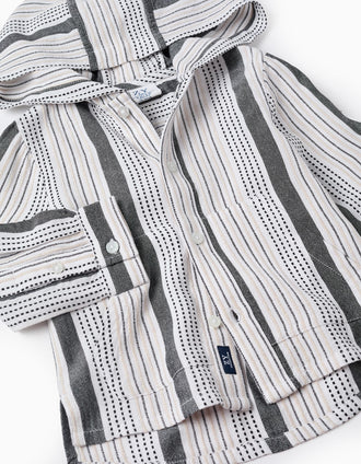 Camisa com Capuz com Riscas em Relevo para Bebé Menino, Multicolor