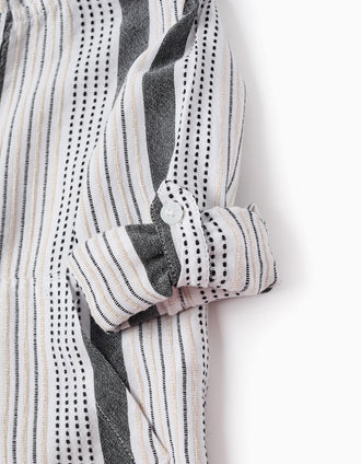 Camisa com Capuz com Riscas em Relevo para Bebé Menino, Multicolor