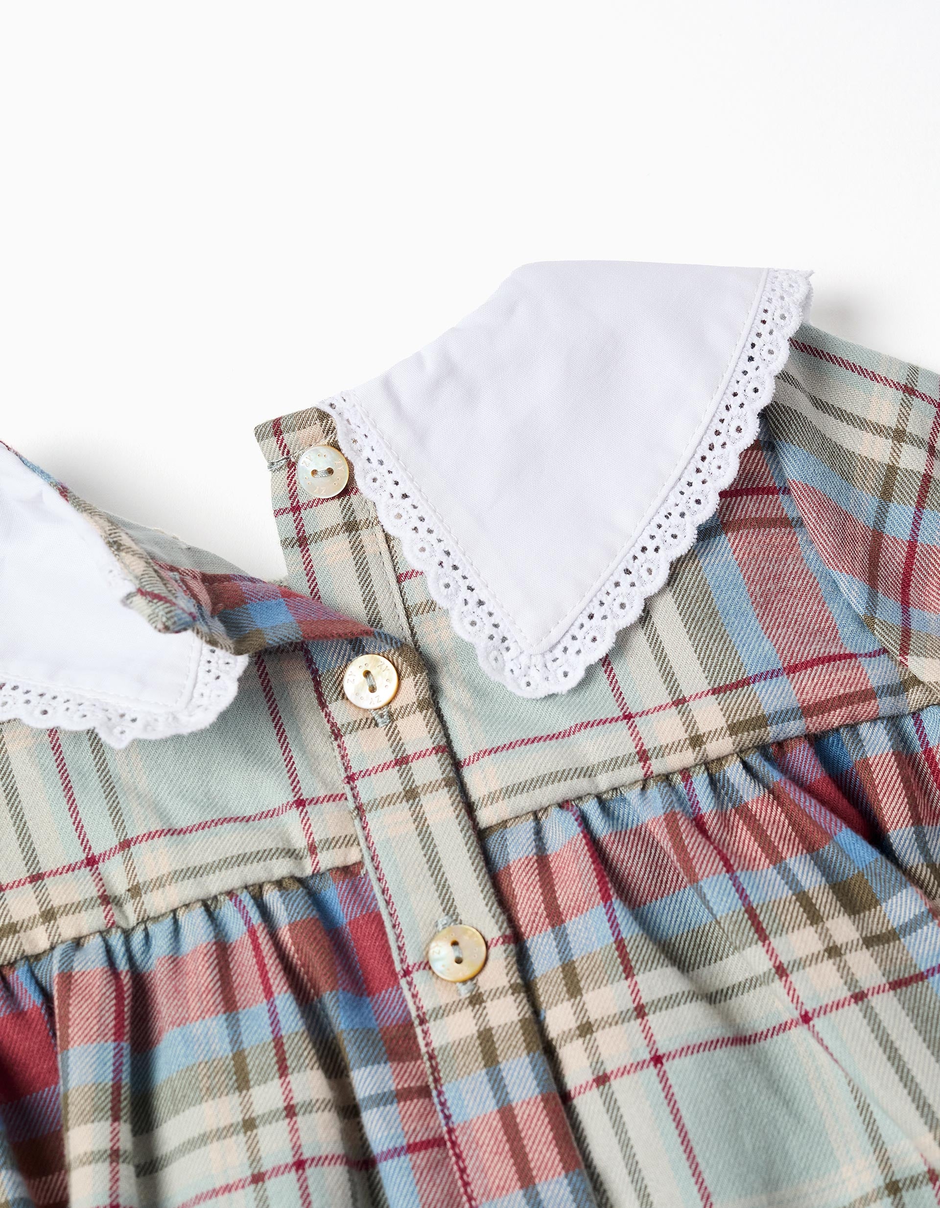 Cotton jumpsuit with check pattern 'B&S' for newborn girls, multicolour