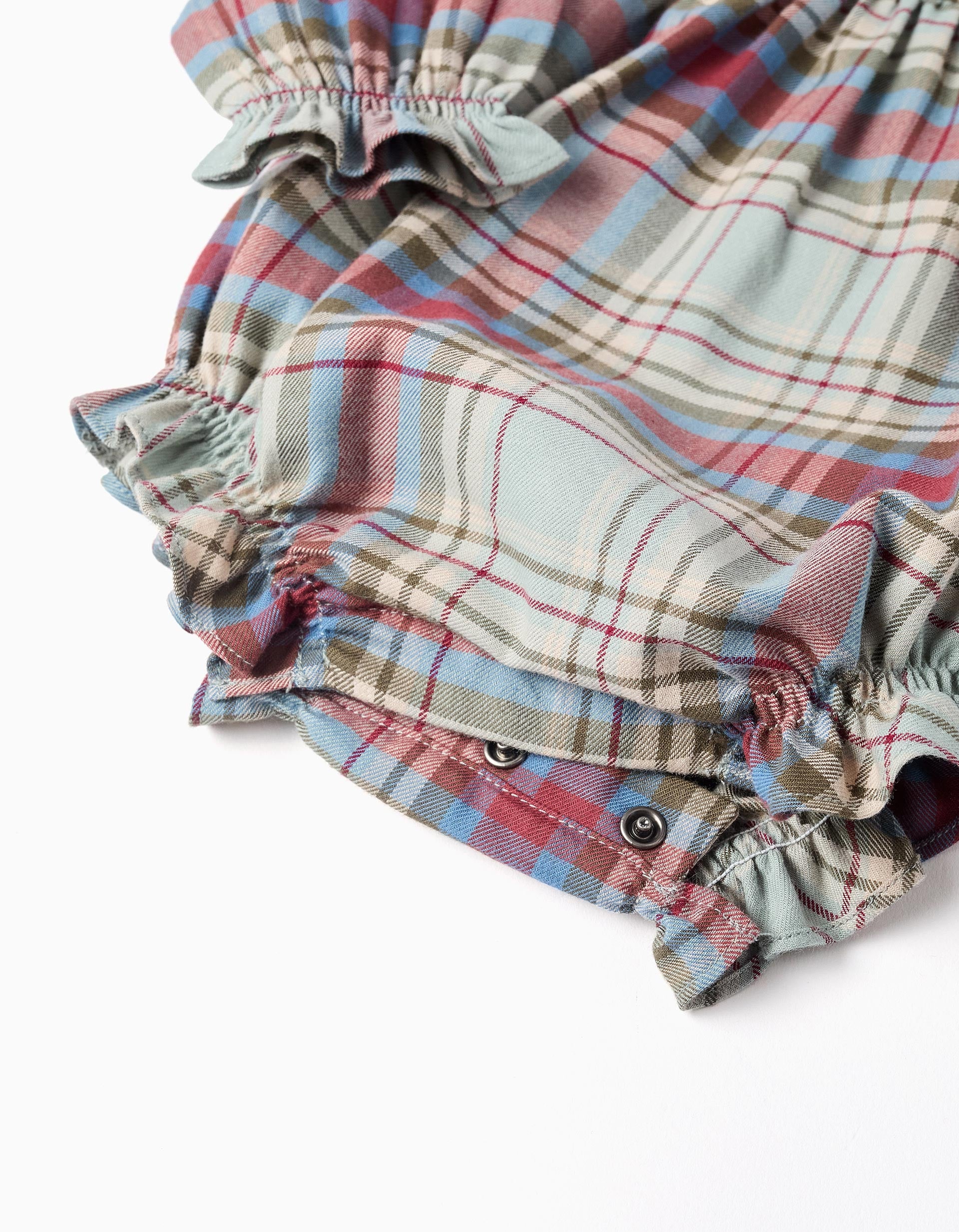 Cotton jumpsuit with check pattern 'B&S' for newborn girls, multicolour