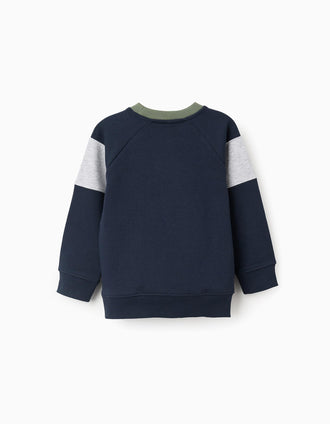 Sweat Cardada para Menino 'Z', Azul-Escuro/Verde/Cinza