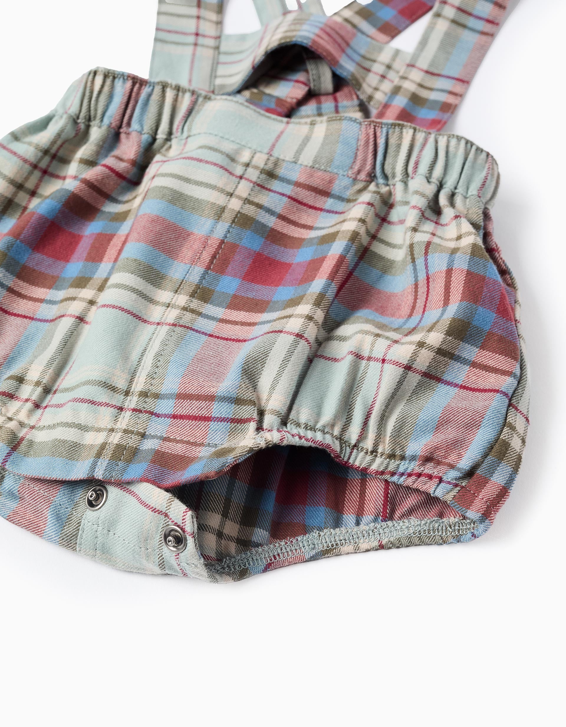 Bodysuit + Checkered Jumpsuit for Newborns 'B&S', Green/Beige