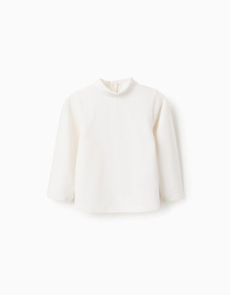 Long sleeve turtle neck T-shirt for baby girls, white