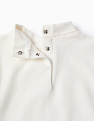 Long sleeve turtle neck T-shirt for baby girls, white