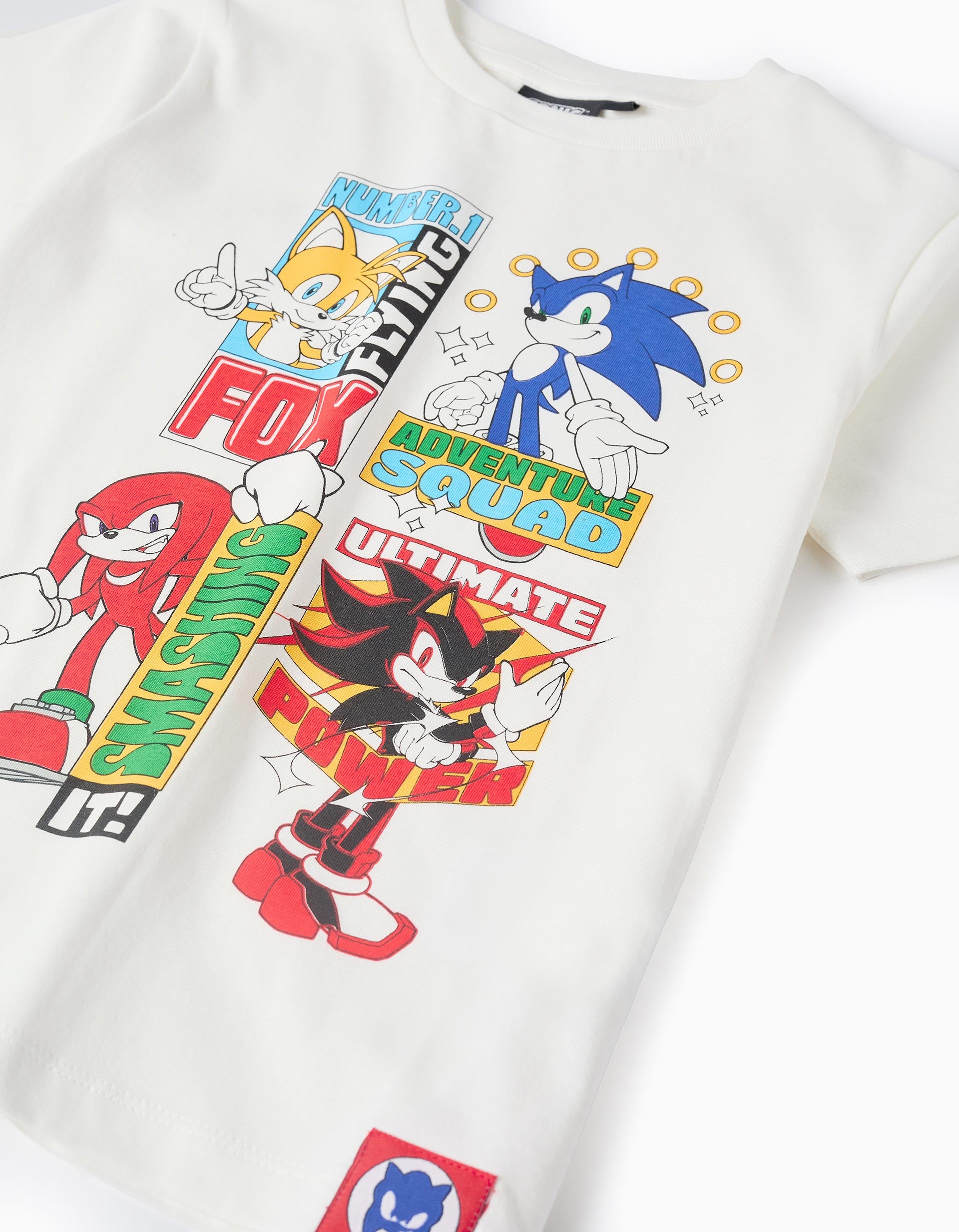 Camiseta de Algodón para Niño 'Sonic, Knuckles, Shadow, Tails', Blanco