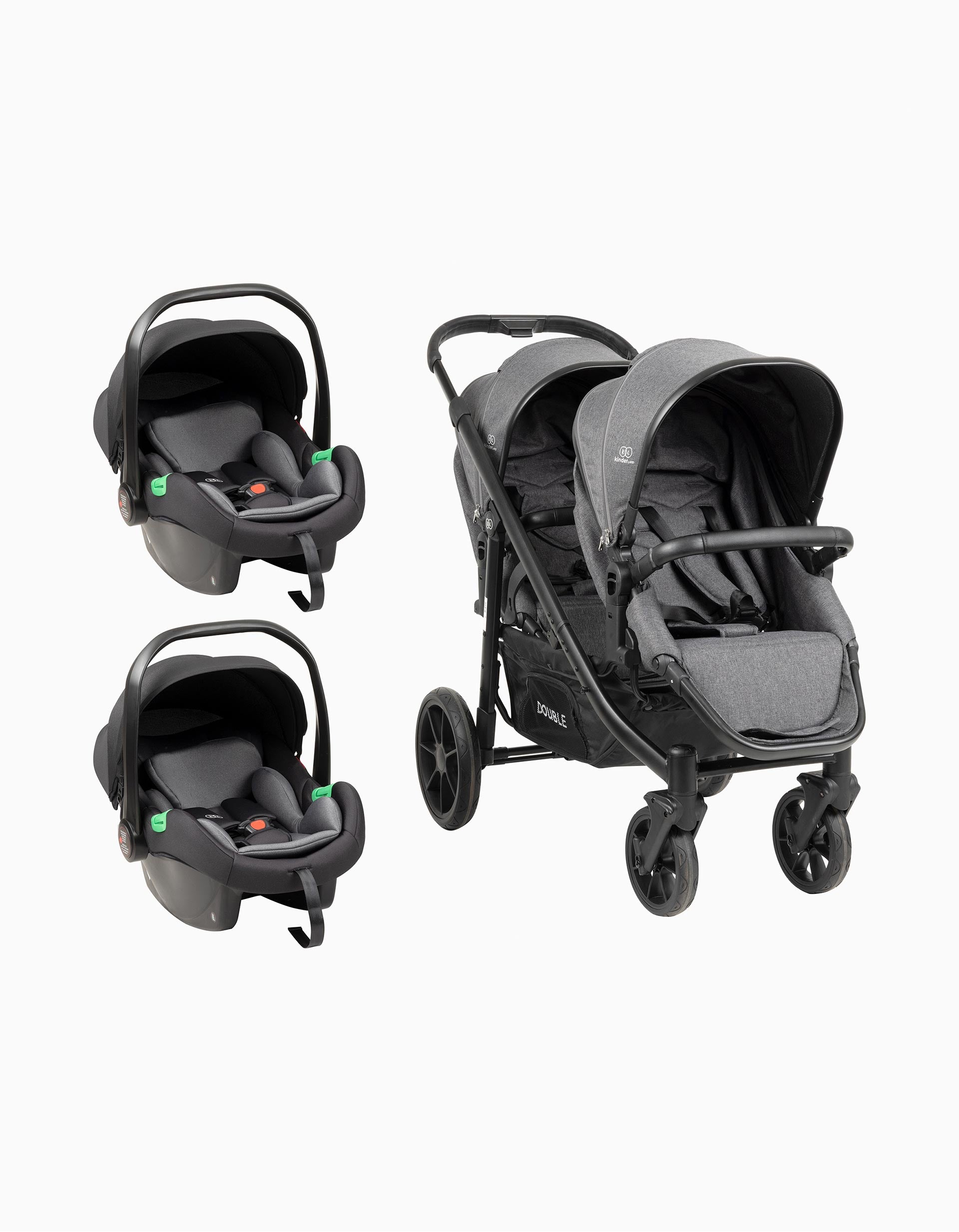 Pushchair Twins Double, Grey