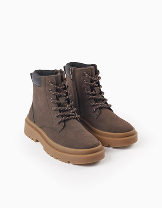 Bottes de Montagne pour Garçon, Marron Foncé