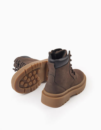 Bottes de Montagne pour Garçon, Marron Foncé