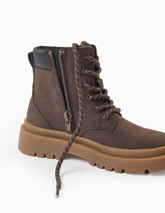 Bottes de Montagne pour Garçon, Marron Foncé