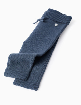Calças de Malha com Lacinho para Recém-Nascida, Azul