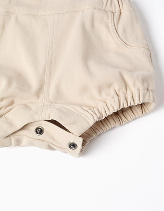 Combi-short en Sergé avec Bretelles Ajustables pour Nouveau-Né, Beige