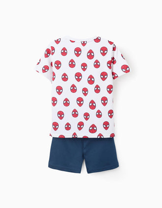 Pyjama en Coton Brille dans le Noir Spider-Man pour Garçon, Blanc/Bleu