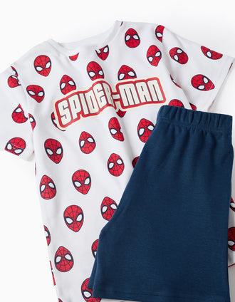Pyjama en Coton Brille dans le Noir Spider-Man pour Garçon, Blanc/Bleu