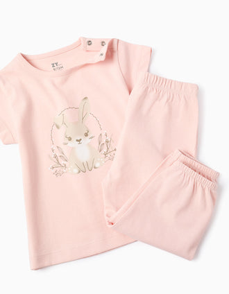 Cotton Pyjama for Baby Girls 'Bunny', Pink