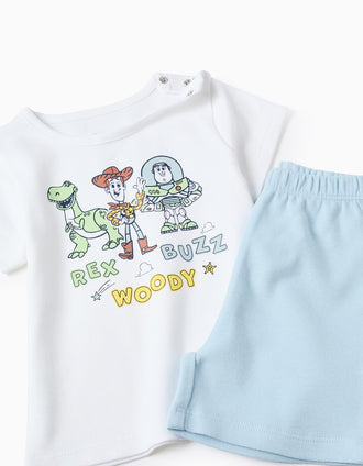 Pijama Curto de Algodão para Bebé Menino 'Toy Story', Branco/Azul