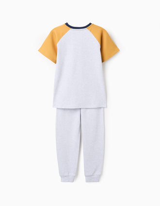 Cotton Pyjama with Raccoon Mask for Boys, Grey/Yellow