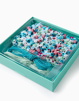 Kit Pulseras Djeco 1000 Abalorios para Niña, Turquesa/Verde/Rosa/Plateado
