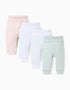 Pack 4 Calças Extra Comfy para Bebé Menina 'Flores', Branco/Verde/Rosa