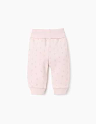 Pack of 4 Extra Comfy Trousers for Baby Girls 'Flowers', White/Green/Pink