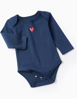 Lote de 4 Bodies de Algodón 'Corazones' para Bebé Niña, Blanco/Azul