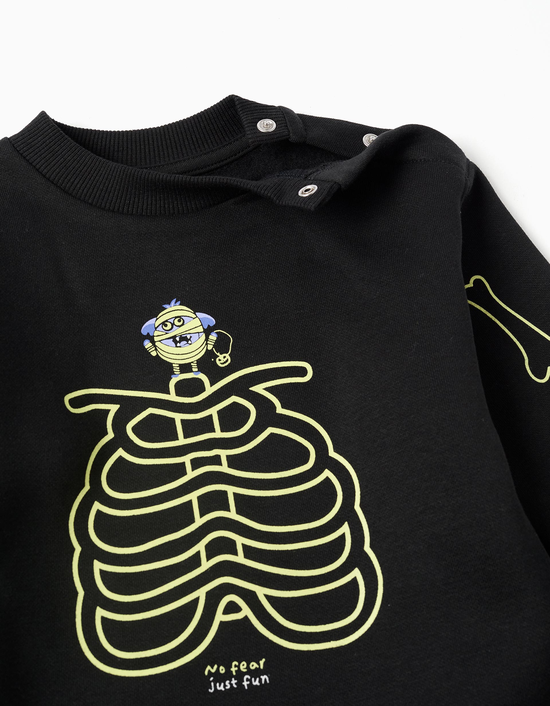 Brushed sweat + joggers with glow-in-the-dark print for baby boys, black