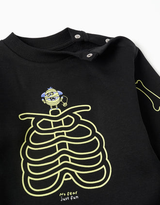 Conjunto cardado que brilha no escuro para bebé menino, preto