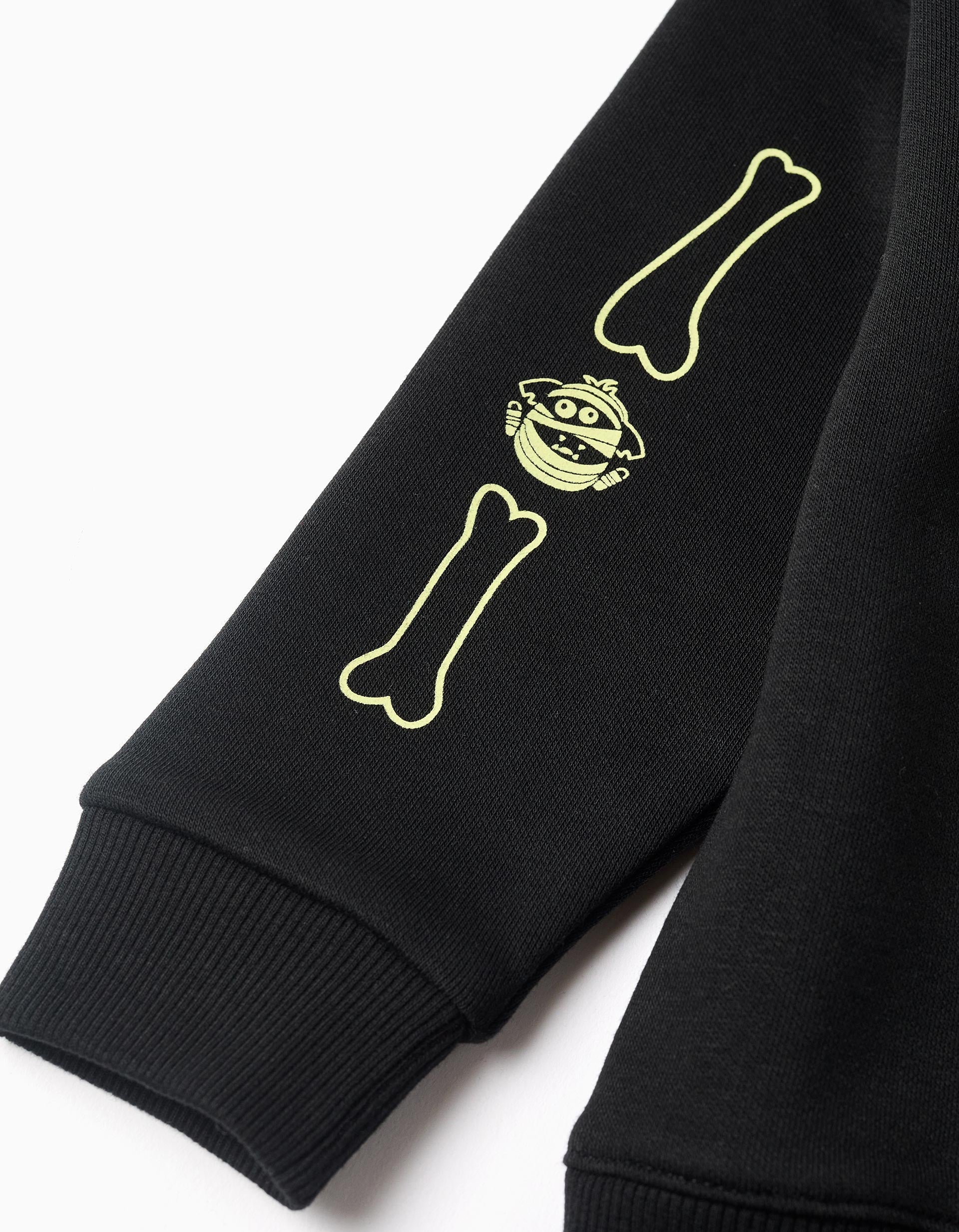 Brushed sweat + joggers with glow-in-the-dark print for baby boys, black