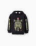 Brushed hoodie with glow-in-the-dark print for boys, black