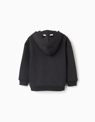 Sweat com capuz cardada que brilha no escuro para menino, preto