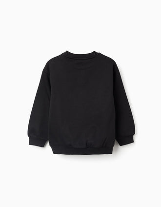 Sudadera perchada con estampado que brilla en la oscuridad para niña, negro