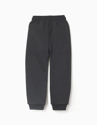 Joggers cardados com estampado que brilha no escuro para menino, preto