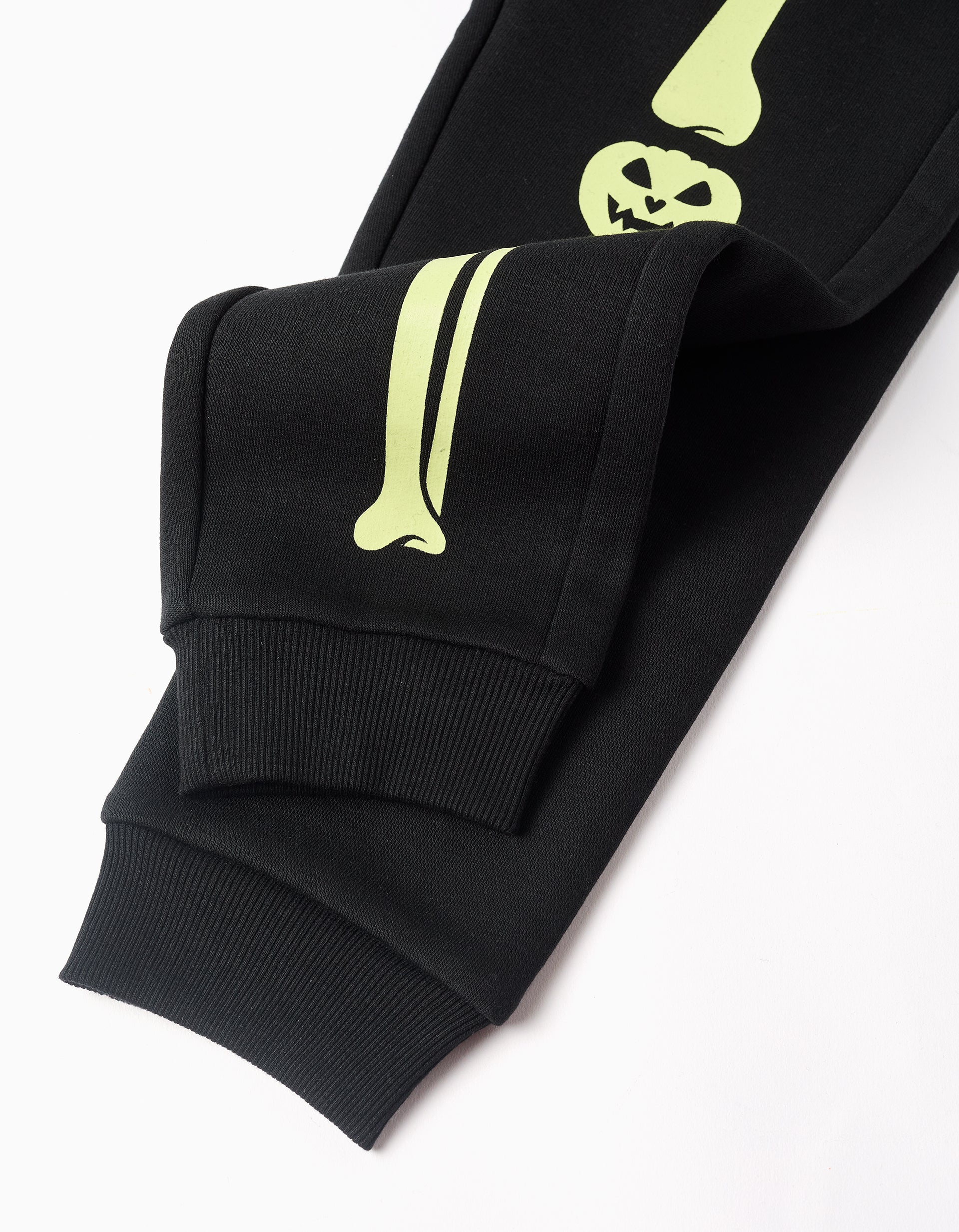Brushed joggers with glow-in-the-dark print for boys, black