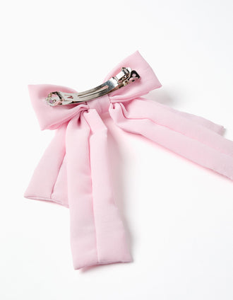 Horquilla para el Pelo con Lazo y Bordado para Bebé y Niña, Rosa