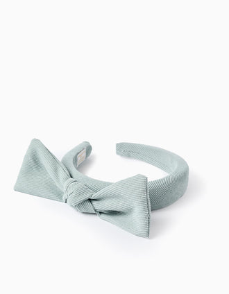 Diadema Acolchada de Pana con Lazo para Bebés y Niñas, Verde